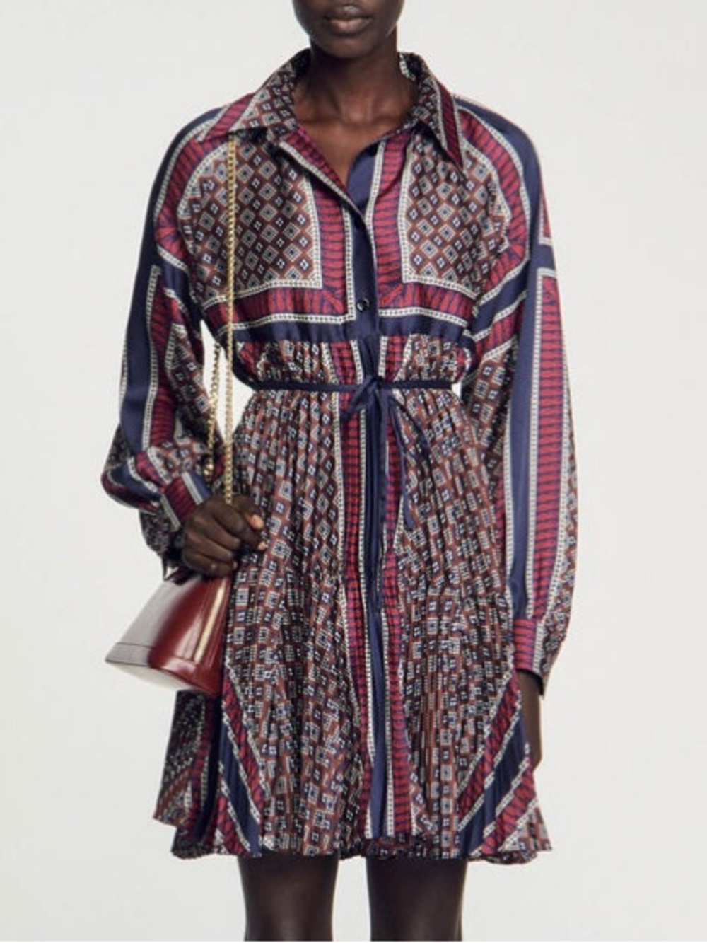 Sandro Pleated Shirt Dress